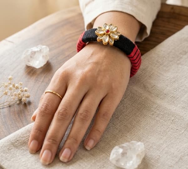 stone studded silk thread bangle
